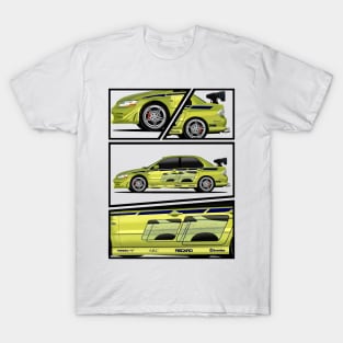 2f2f evo mitsubhishi evolution 2fast 2furious green T-Shirt